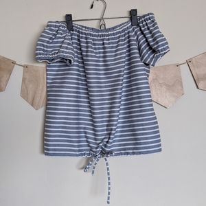 Madewell Melody Off the Shoulder Stripe Crop Top